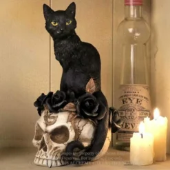 Decoration ALCHEMY GOTHIC - Black Cat & Skull -Figures Sales Store grimalkins ghost004